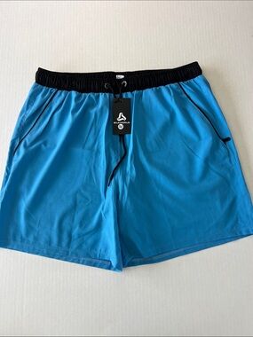 Silkworld SkyBlue Performance Men’s Shorts Quick Dry Black Waistband Size M NWT